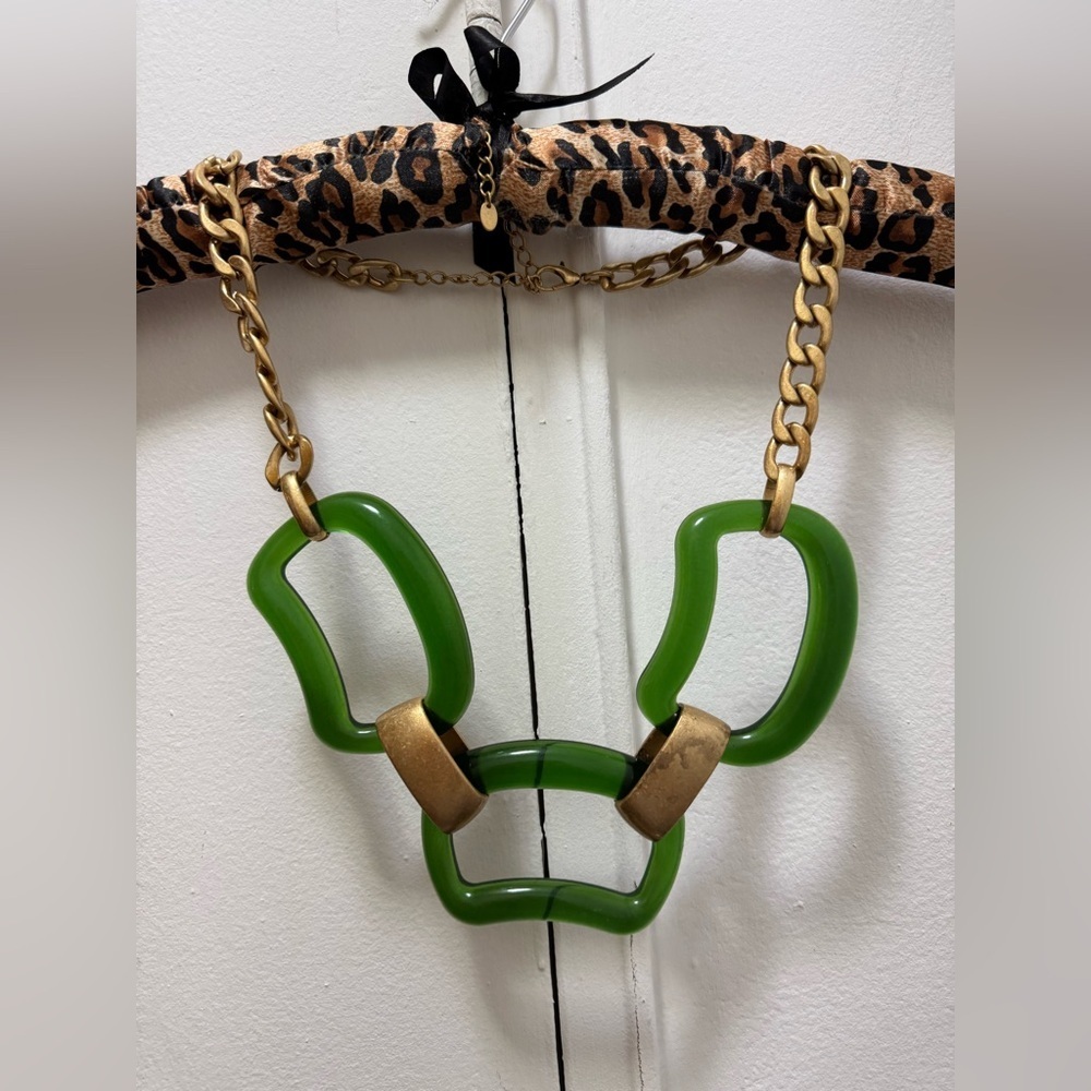 ZARA Green Contrast Chain Large Link Belt - Picture 2 of 4